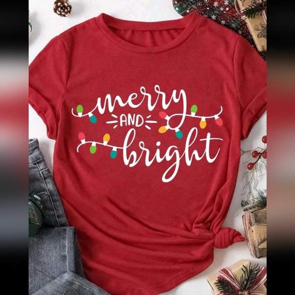 Womens Merry and Bright Slim Fit T-Shirt - Picture 2 of 7